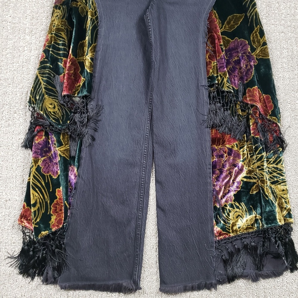 We the Free People Jeans 28 (33x29) Black Just Frills Low-Rise Wide-Leg Boho - Picture 5 of 16